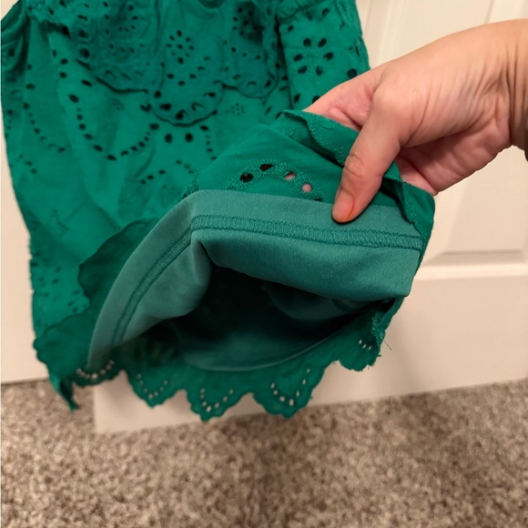 Green Eyelet Ruffle Top - Picture 4 of 7